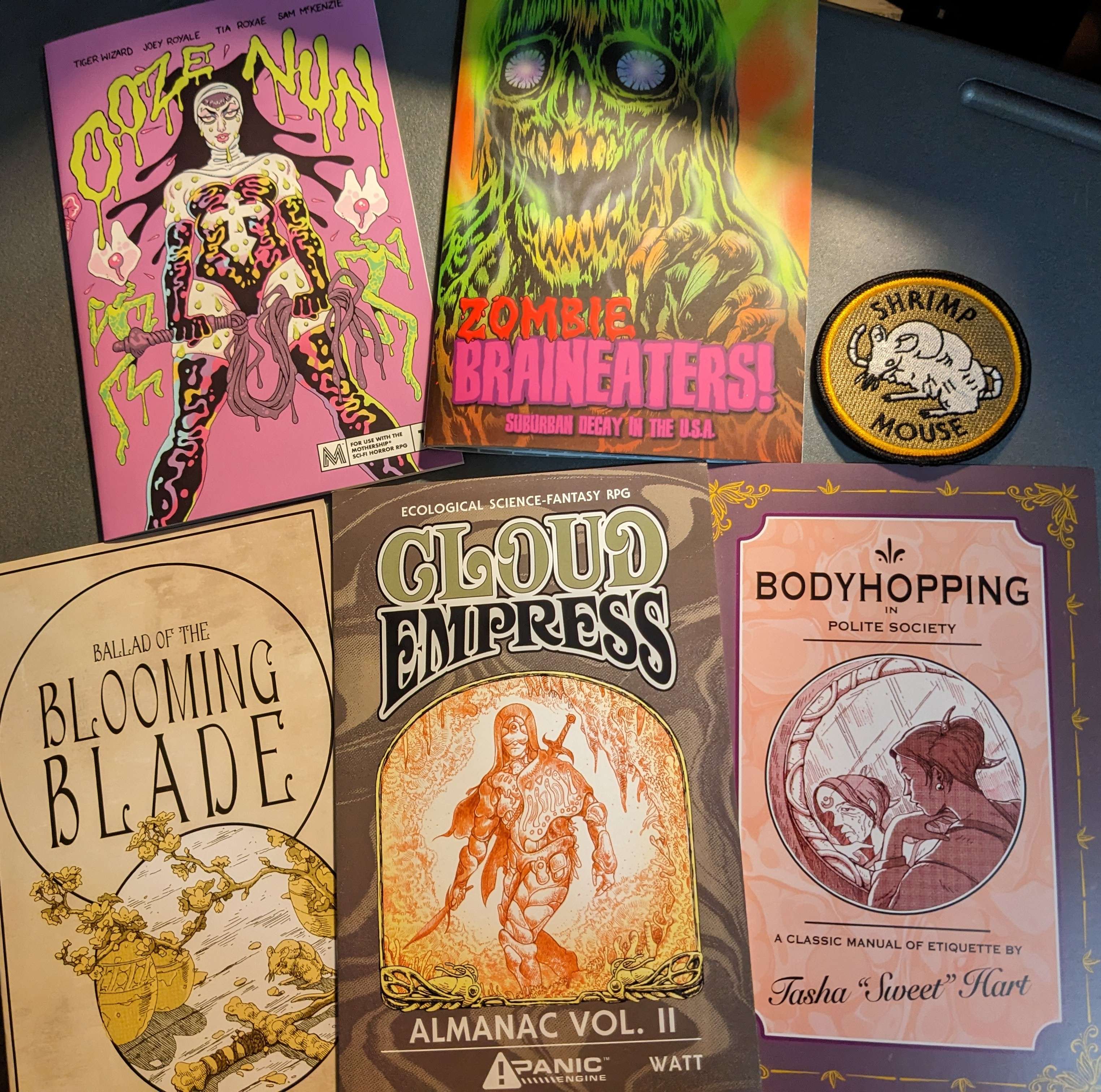 Photo of zines laid on a desk